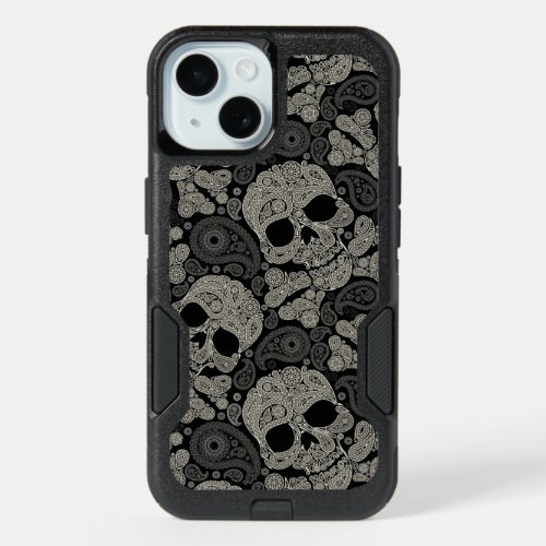 Sugar Skull Crossbones Pattern iPhone 15 Case