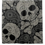 Sugar Skull Crossbones Pattern Shower Curtain