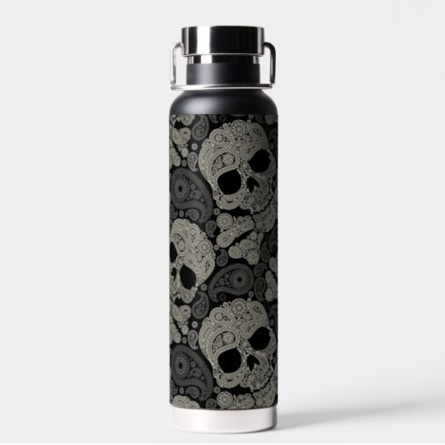 Sugar Skull Crossbones Pattern Water Bottle