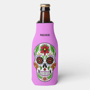 Sugar Skull custom name, text & color Bottle Cooler