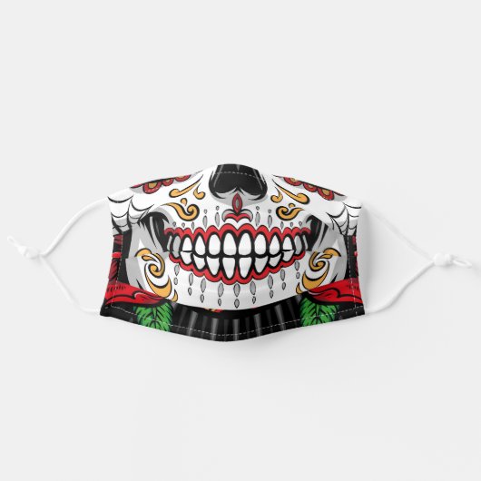 Sugar Skull Cute Adult Cloth Face Mask (Front, Unfolded)