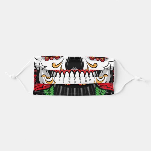 Sugar Skull Cute Adult Cloth Face Mask (Front, Folded)