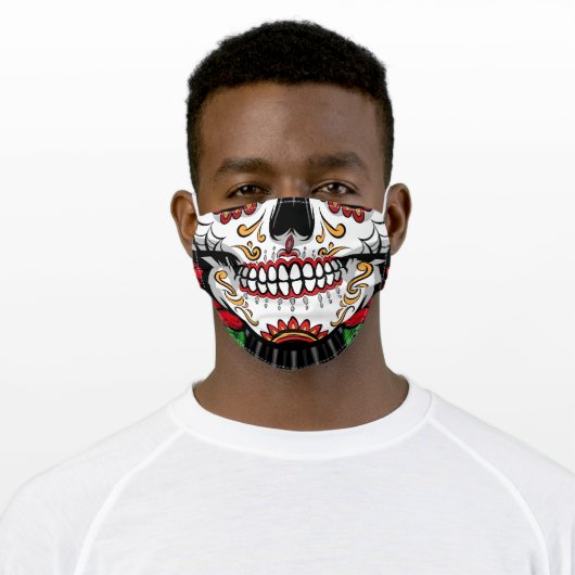 Sugar Skull Cute Adult Cloth Face Mask (Worn)