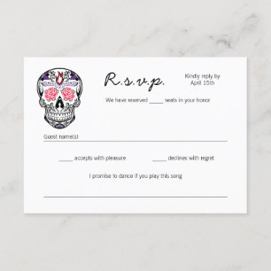 Sugar Skull Dancing Skeletons Wedding RSVP cards