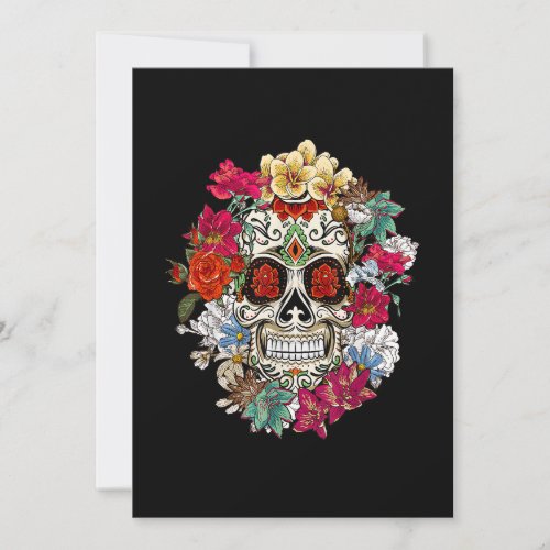 Sugar Skull Day Of Dead Dia De Los Muertos Flowers Save The Date