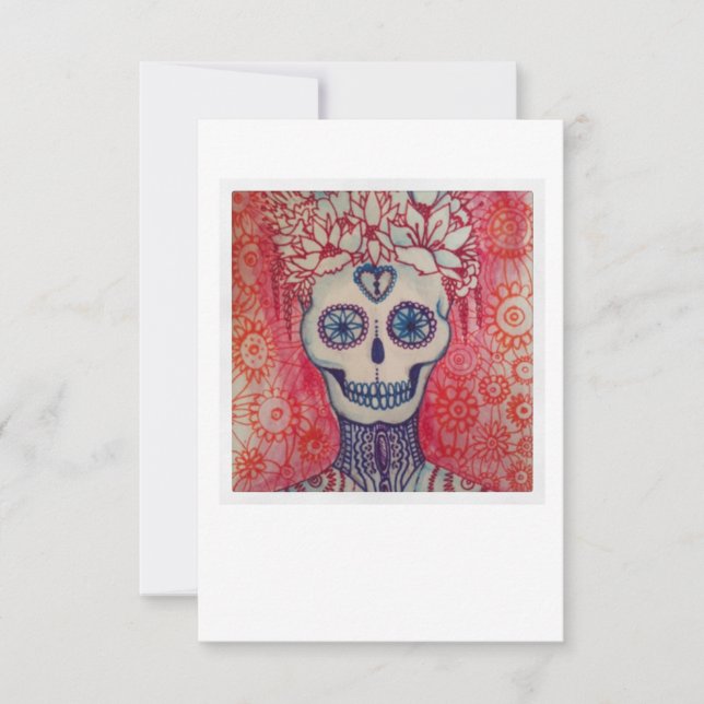 sugar skull day of dead tattoo invite card mexican (Front)