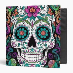 Sugar Skull Day Of The Dead 3 Ring Binder