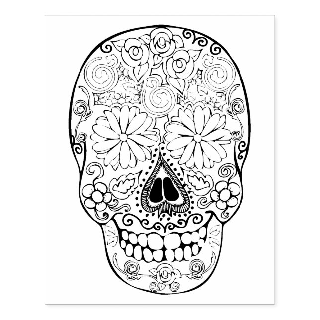 Sugar Skull, Day of the Dead, 4" x 5" Rubber Stamp (Imprint)
