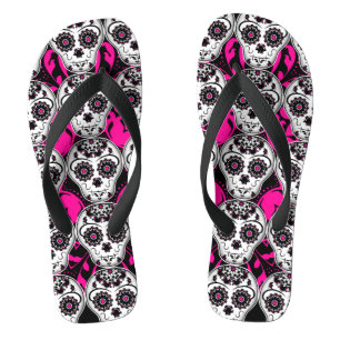 Sugar skull Day of the Dead beautiful girly Flip Flops