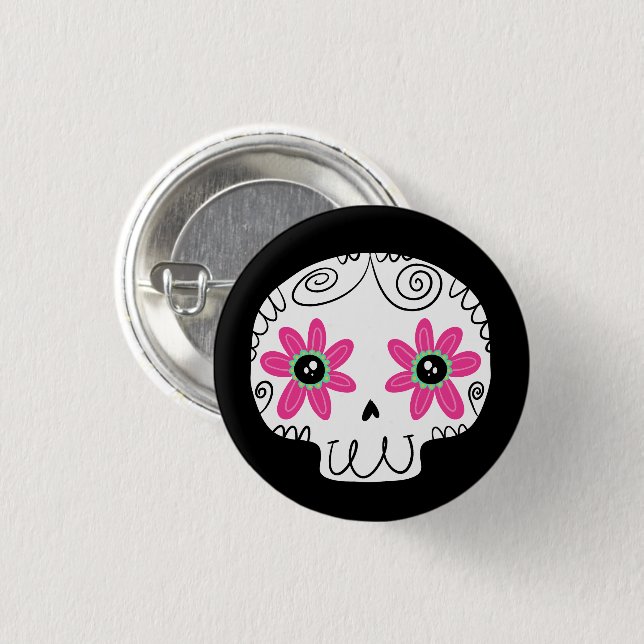 Sugar Skull Day of the Dead Button (Front & Back)