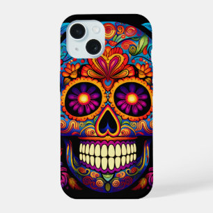 Sugar Skull Day of the Dead Colorful iPhone 15 Case