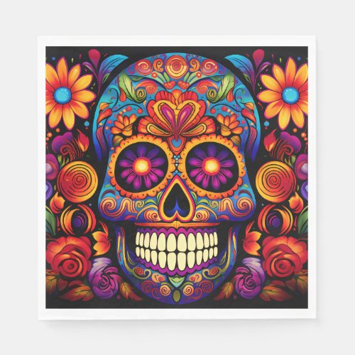 Sugar Skull Day of the Dead Colorful Paper Napkins