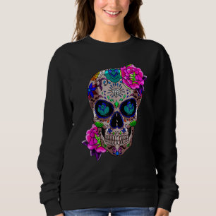 Sugar Skull Day Of The Dead Cool Bone Head Skulls  Sweatshirt