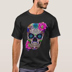 Sugar Skull Day Of The Dead Cool Bone Head Skulls T-Shirt