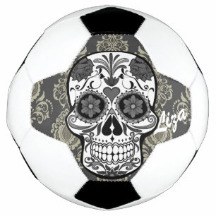 Sugar Skull "Day of the Dead" Damask Lace Custom Soccer Ball