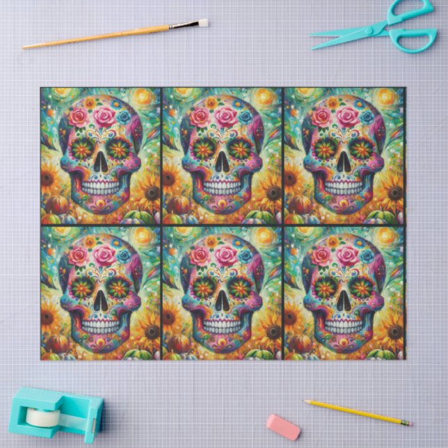 Sugar Skull Day of the Dead Decoupage Tissue Paper (Craft)