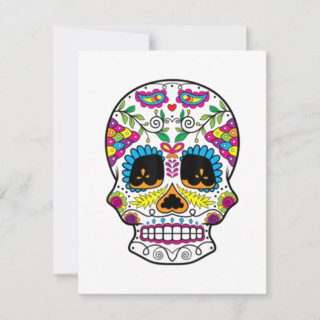 Sugar Skull Day Of The Dead Dia De Los Muertos Art Note Card (Front)