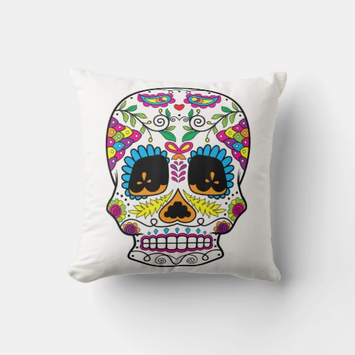 Sugar Skull Day Of The Dead Dia De Los Muertos Art Throw Pillow