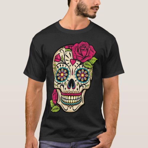 Sugar Skull Day Of The Dead Dia de Los Muertos Flo T_Shirt