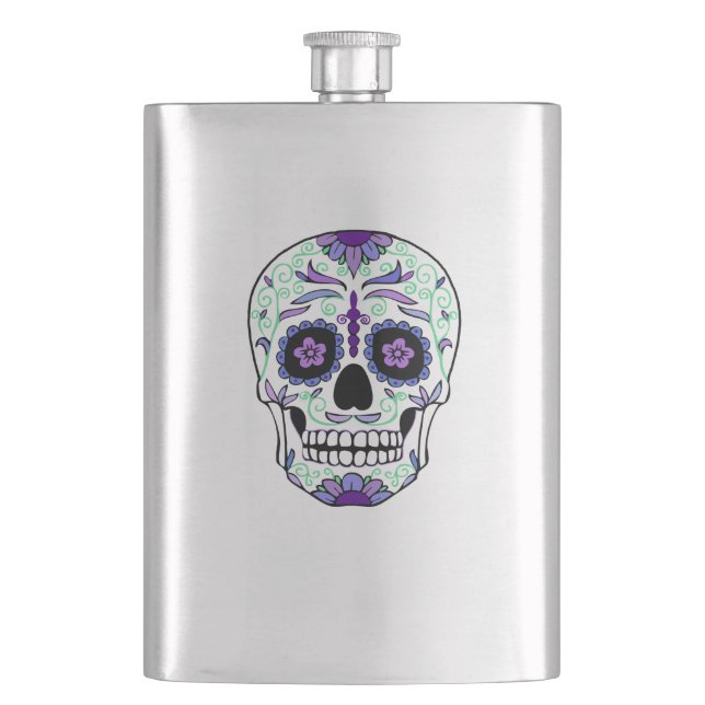 Sugar Skull Day of the Dead Día de Muertos Flask (Front)