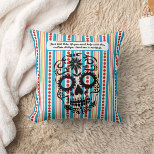 Sugar Skull Day of the Dead Día de Muertos Throw Pillow