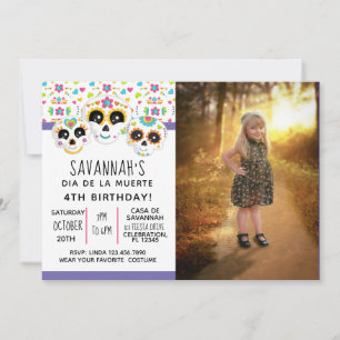 Sugar Skull Day of the Dead Halloween Birthday Invitation