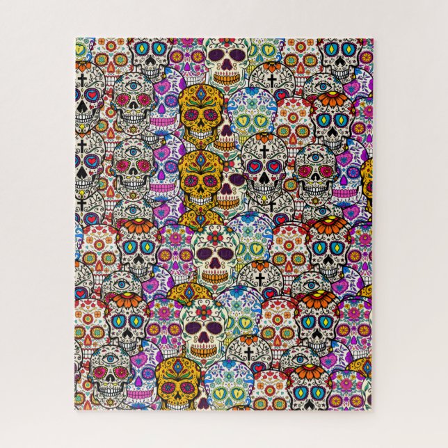Sugar Skull Day of the Dead Halloween Collage Jigsaw Puzzle (Vertical)