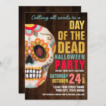 Sugar Skull Day of the Dead Halloween Party Invitation