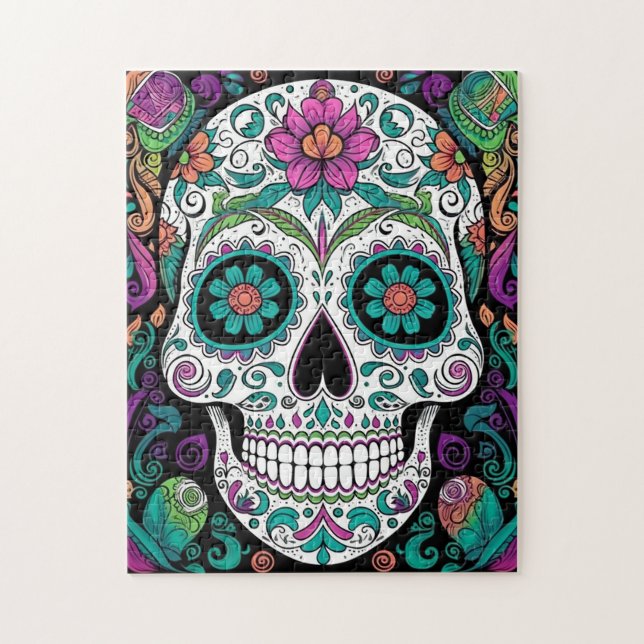Sugar Skull Day Of The Dead Jigsaw Puzzle (Vertical)