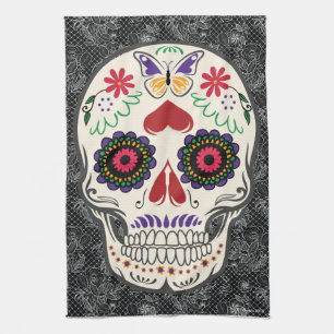 Sugar Skull Day of the Dead Kitchen Towel Art