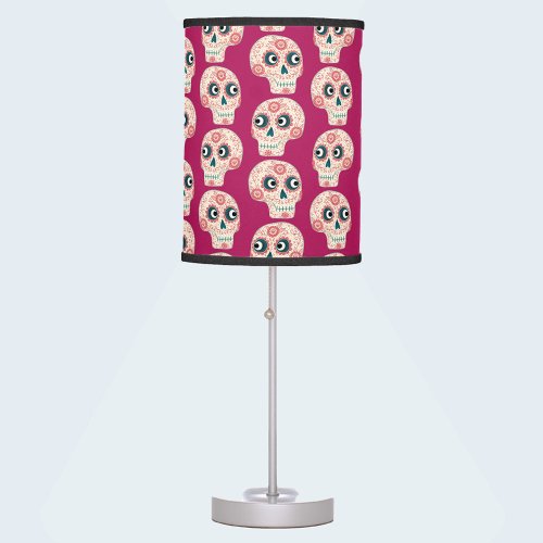 Sugar Skull Day of the Dead Pink Table Lamp