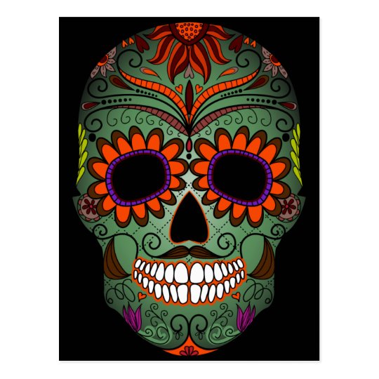 Sugar Skull Day of the Dead Postcard | Zazzle.com