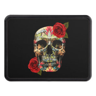 Sugar Skull Day Of The Dead Red Roses Hitch Cover