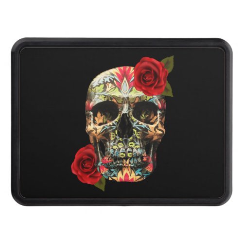 Sugar Skull Day Of The Dead Red Roses Hitch Cover