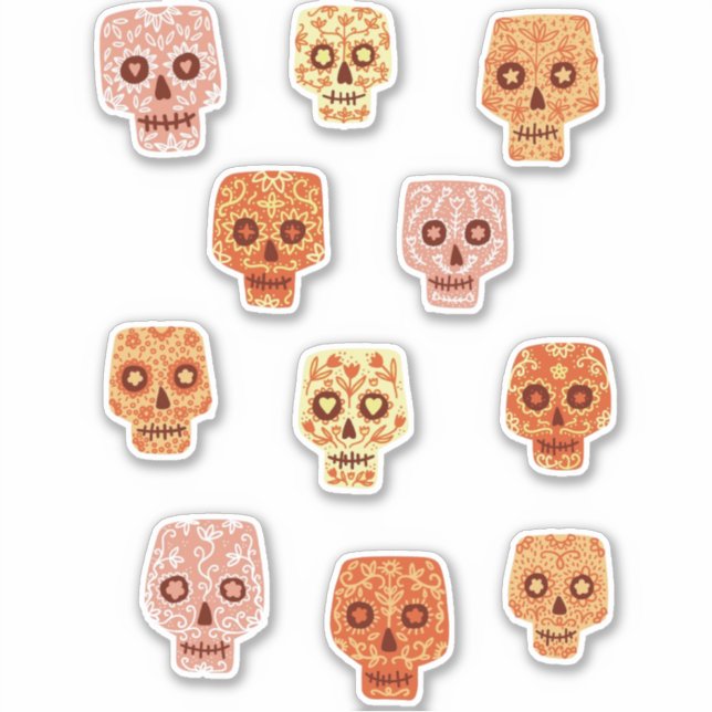 Sugar Skull Day of the Dead Sticker (Front)