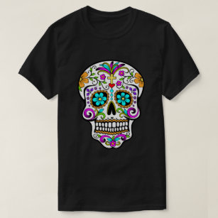 Mexican T-Shirt Skulls and Roses weiß Sugar Skull Rockabilly Gothic 