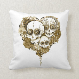 sugar skull day of the dead tattoo art cushion