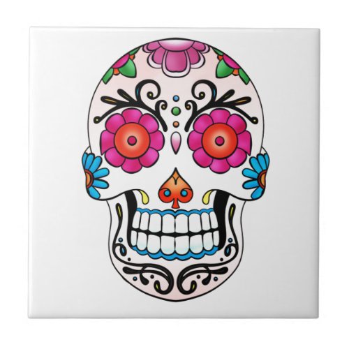 Sugar Skull _ Day of the Dead Tattoo Mexico Ceramic Tile