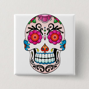 Sugar Skull - Day of the Dead, Tattoo, Mexico Pinback Button