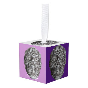 Sugar Skull Day of the Dead Thunder_Cove Cube Ornament