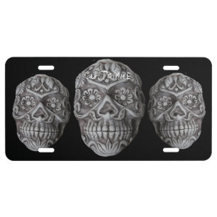 Sugar Skull Day of the Dead Thunder_Cove License Plate
