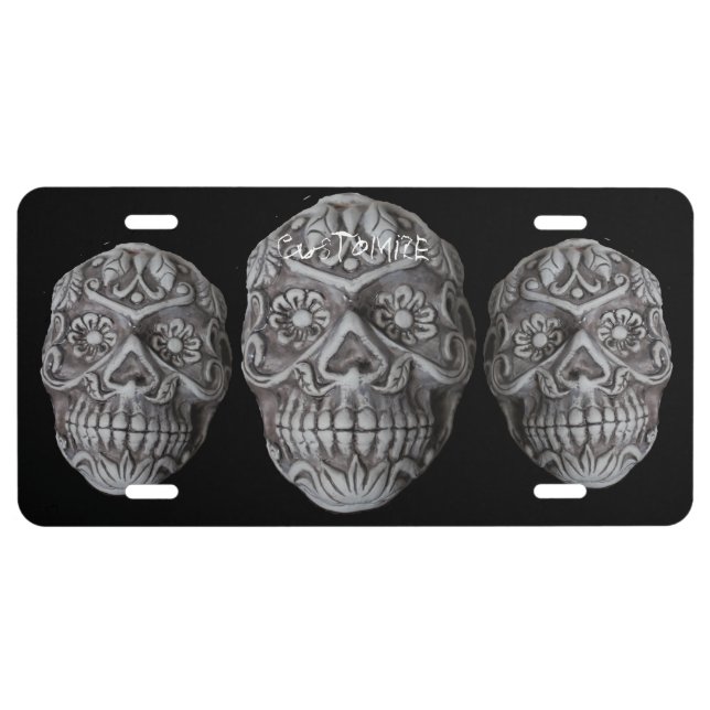 Sugar Skull Day of the Dead Thunder_Cove License Plate (Front)