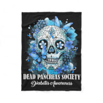 Sugar Skull Dead Pancreas Society Diabetes Awarene Fleece Blanket