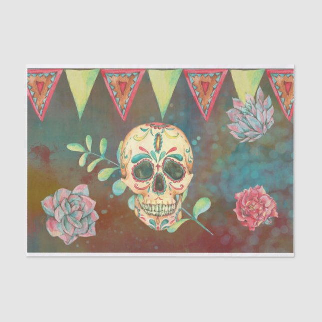 Sugar Skull Decoupage Paper 2 Dia De Los Muertos  (Front)