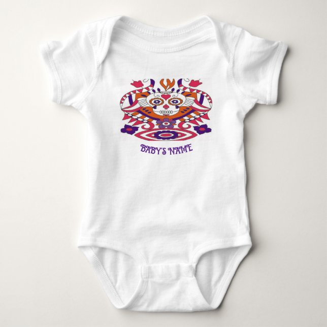 Sugar Skull Design Baby One Piece Outfit Baby Bodysuit (Front)