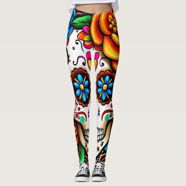 Sugar skull design leggings (Front)