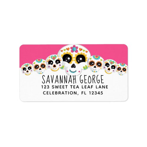 Sugar Skull Dia de La Muerte Halloween Birthday In Label