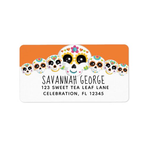 Sugar Skull Dia de La Muerte Halloween Birthday In Label