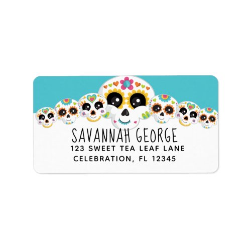 Sugar Skull Dia de La Muerte Halloween Birthday In Label