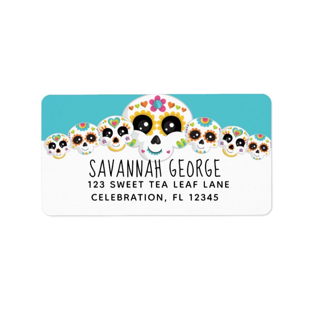 Sugar Skull Dia de La Muerte Halloween Birthday In Label (Front)